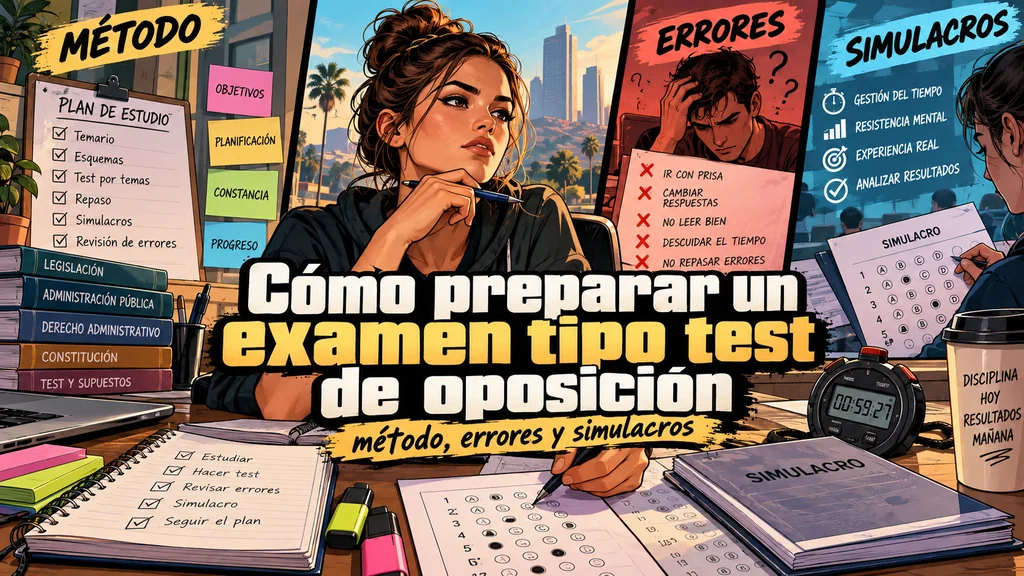 Cómo preparar un examen tipo test de oposición: método, errores y simulacros